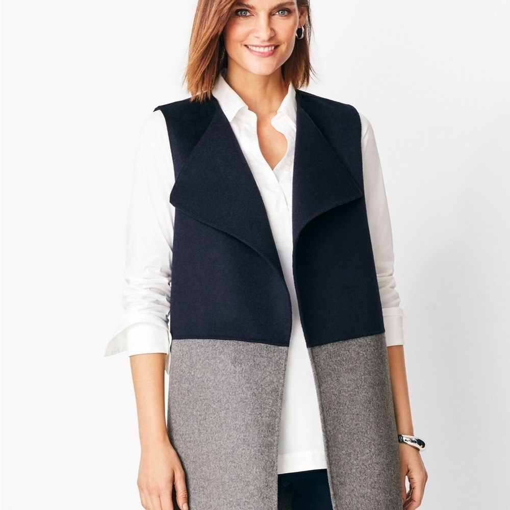 Talbots COLORBLOCK WOOL BLEND VEST Sz S